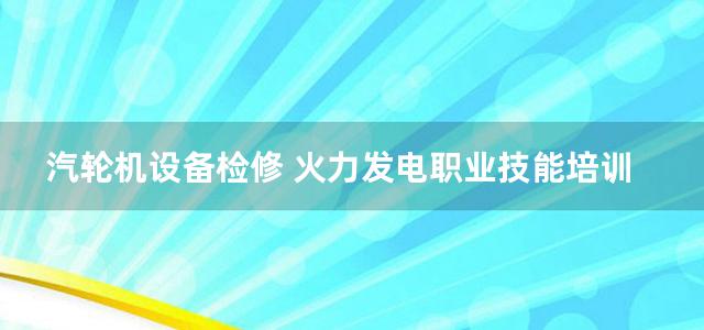 汽轮机设备检修 火力发电职业技能培训教材